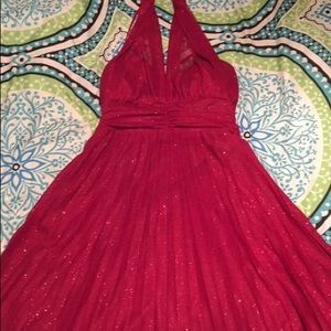 Red halter dress